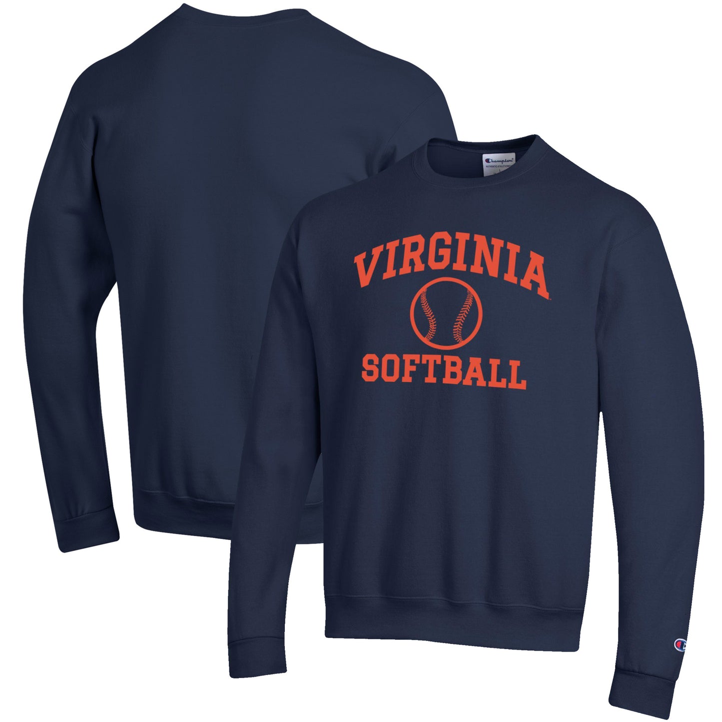 Men's Champion Navy Virginia Cavaliers Softball Icon Crewneck Pullover Sweatshirt