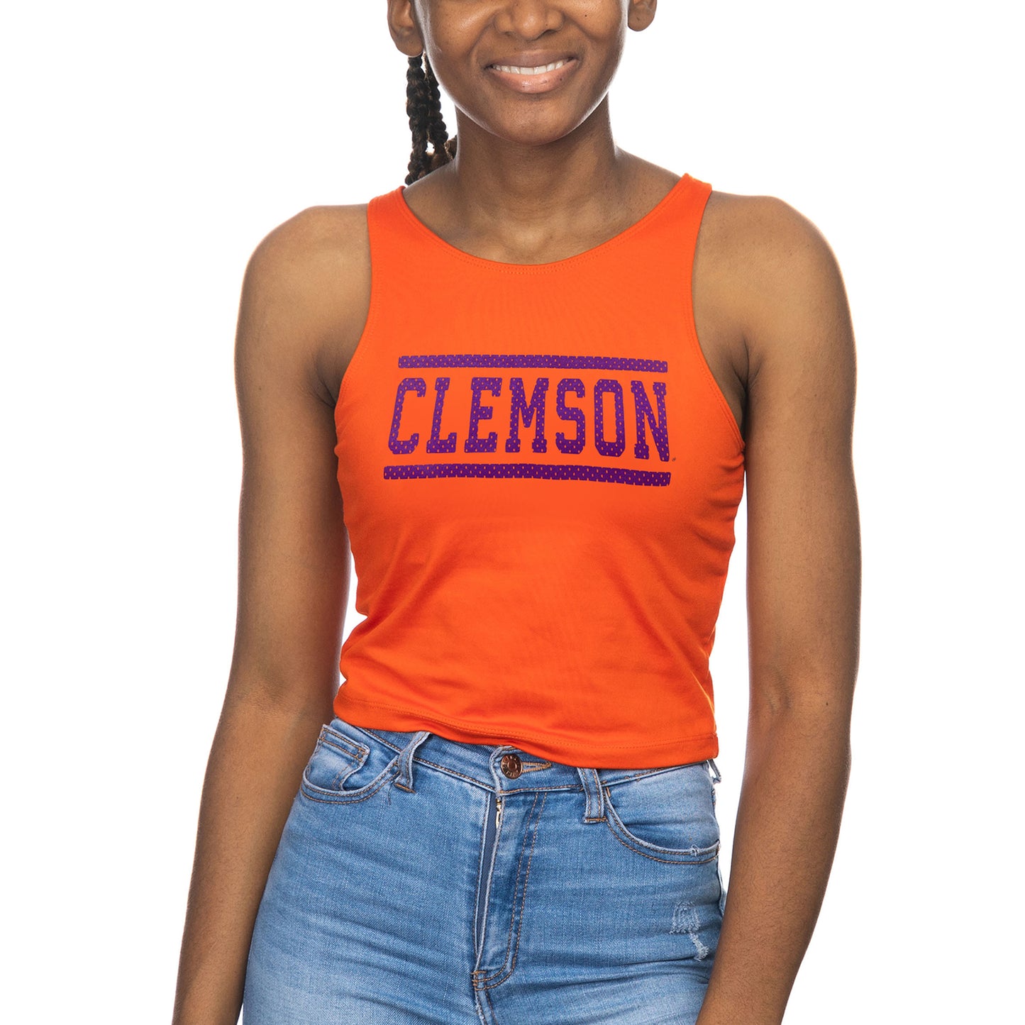 Women's ZooZatz Orange Clemson Tigers First Down Crop Tank Top