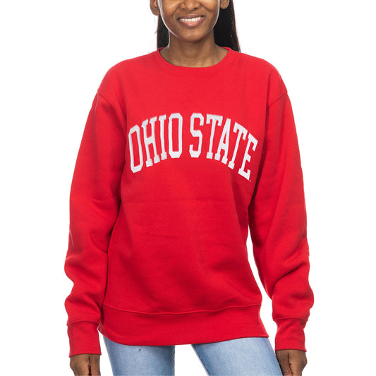 Women's ZooZatz Scarlet Ohio State Buckeyes Fleece Sport Crew Sweatshirt