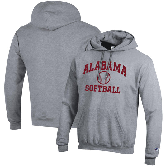 Men's Champion Gray Alabama Crimson Tide Softball Icon Pullover Hoodie