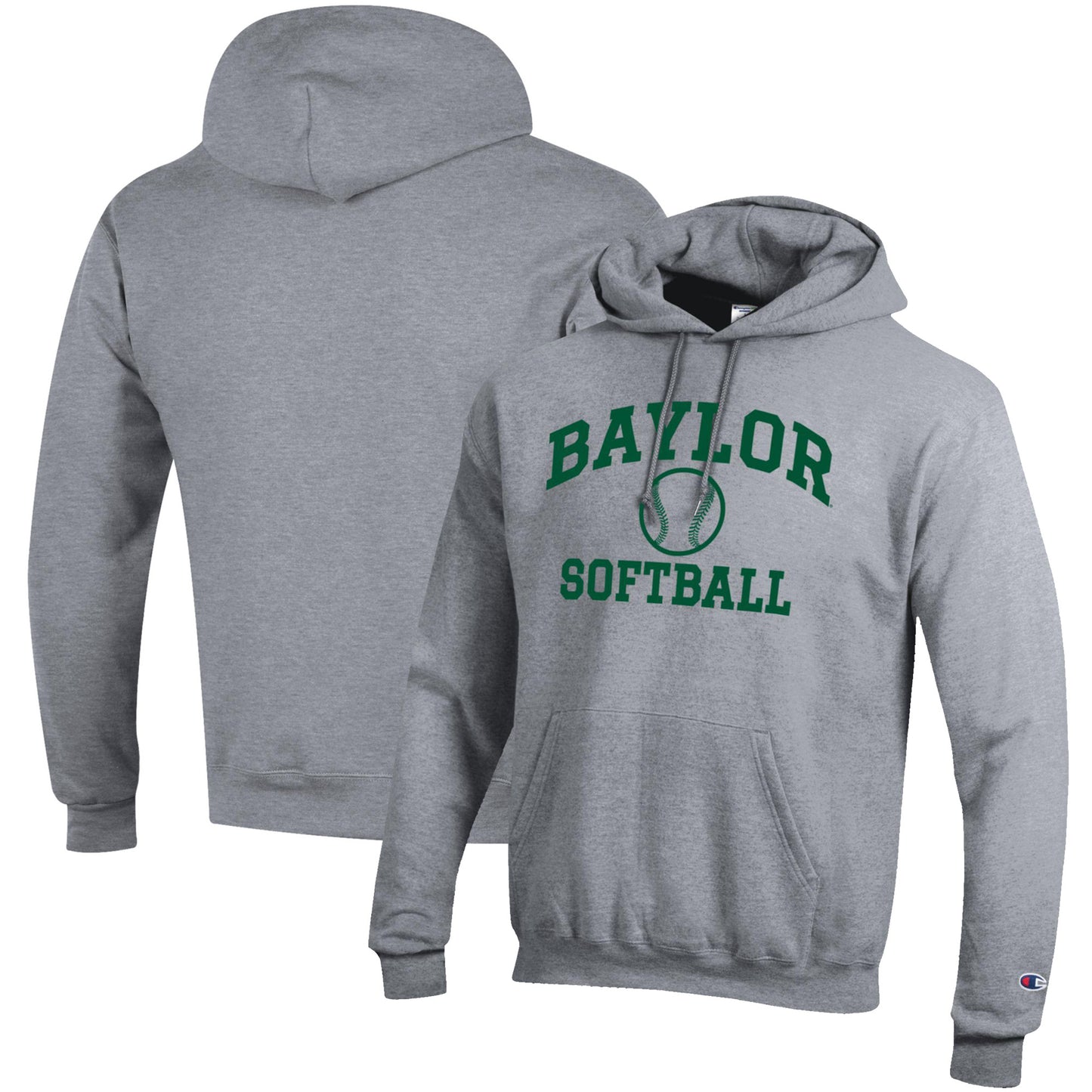 Men's Champion Gray Baylor Bears Softball Icon Pullover Hoodie