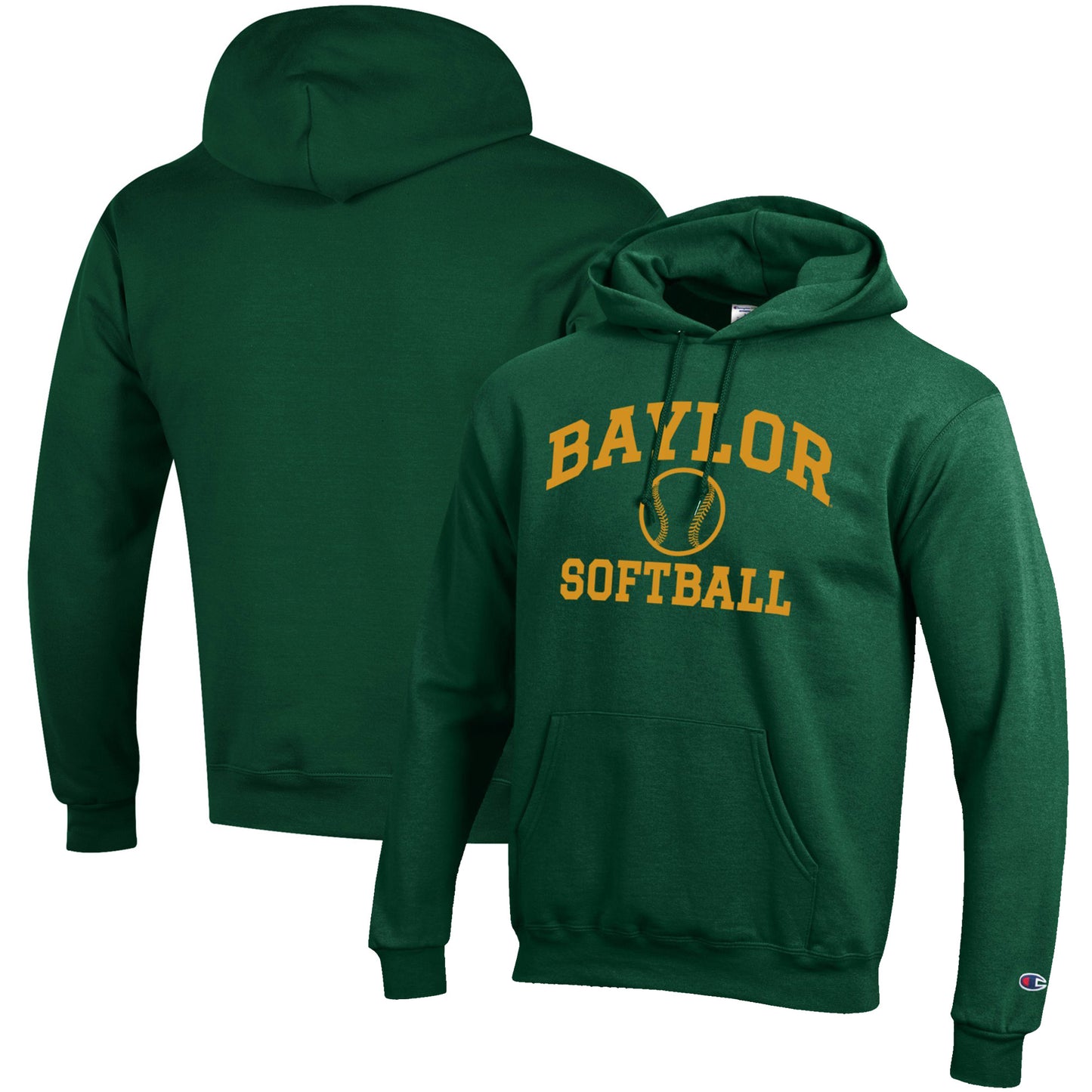 Men's Champion Green Baylor Bears Softball Icon Pullover Hoodie