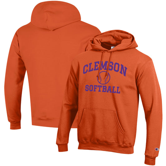 Men's Champion Orange Clemson Tigers Softball Icon Pullover Hoodie