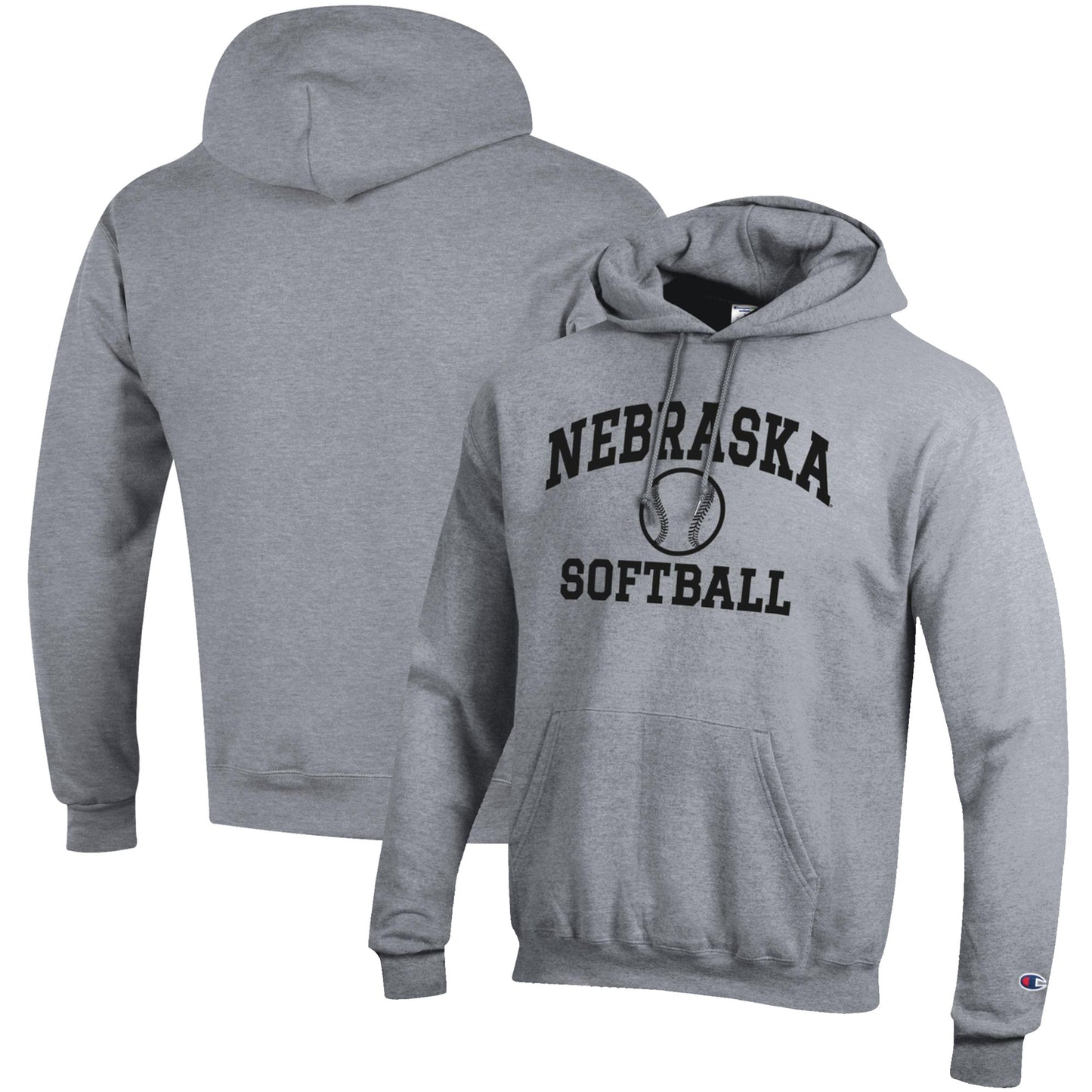 Men's Champion Gray Nebraska Huskers Softball Icon Pullover Hoodie