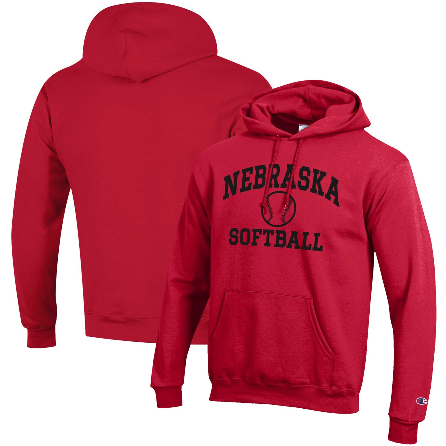 Men's Champion Scarlet Nebraska Huskers Softball Icon Pullover Hoodie