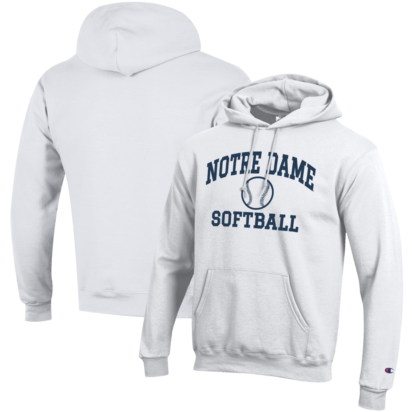 Men's Champion White Notre Dame Fighting Irish Softball Icon Pullover Hoodie