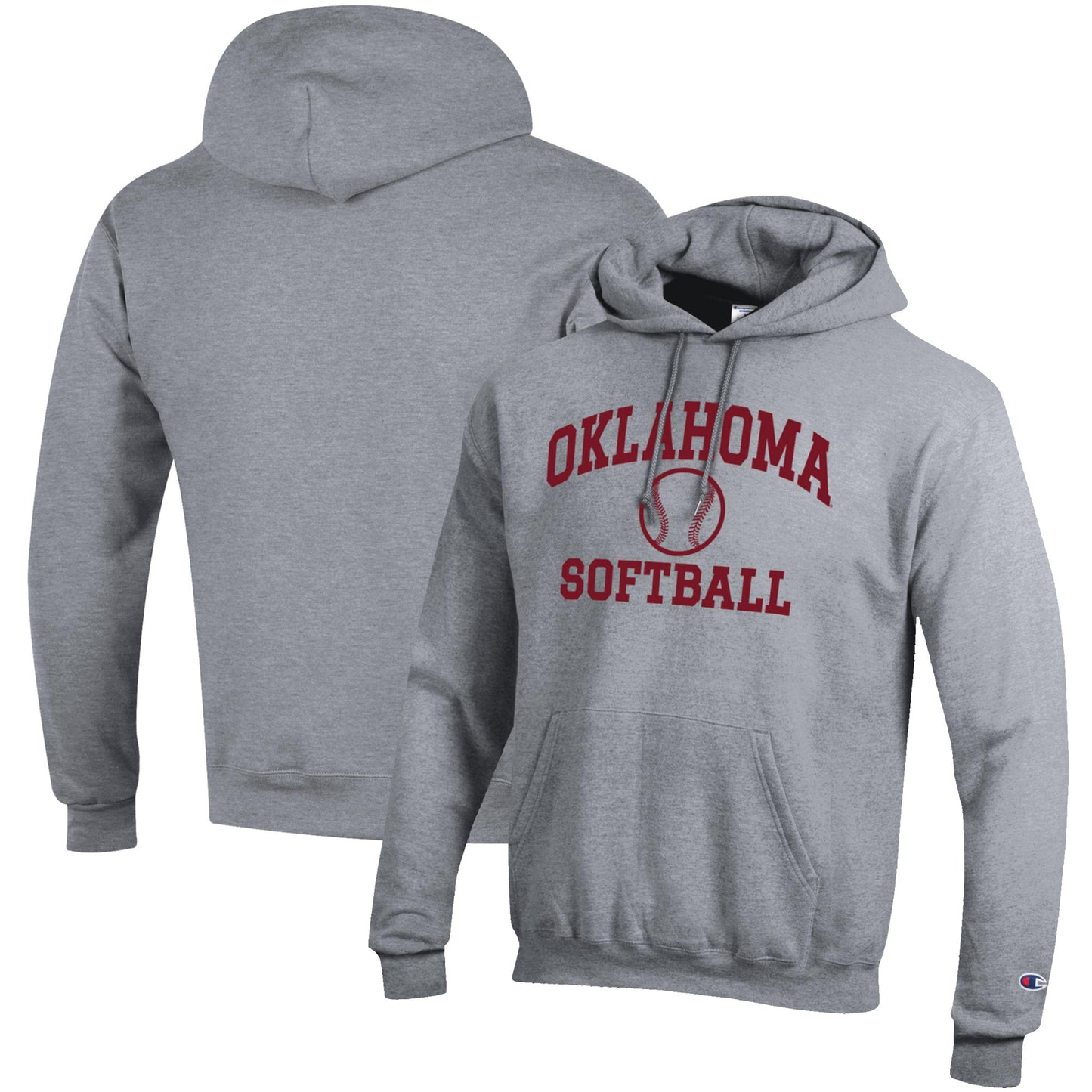 Men's Champion Gray Oklahoma Sooners Softball Icon Pullover Hoodie