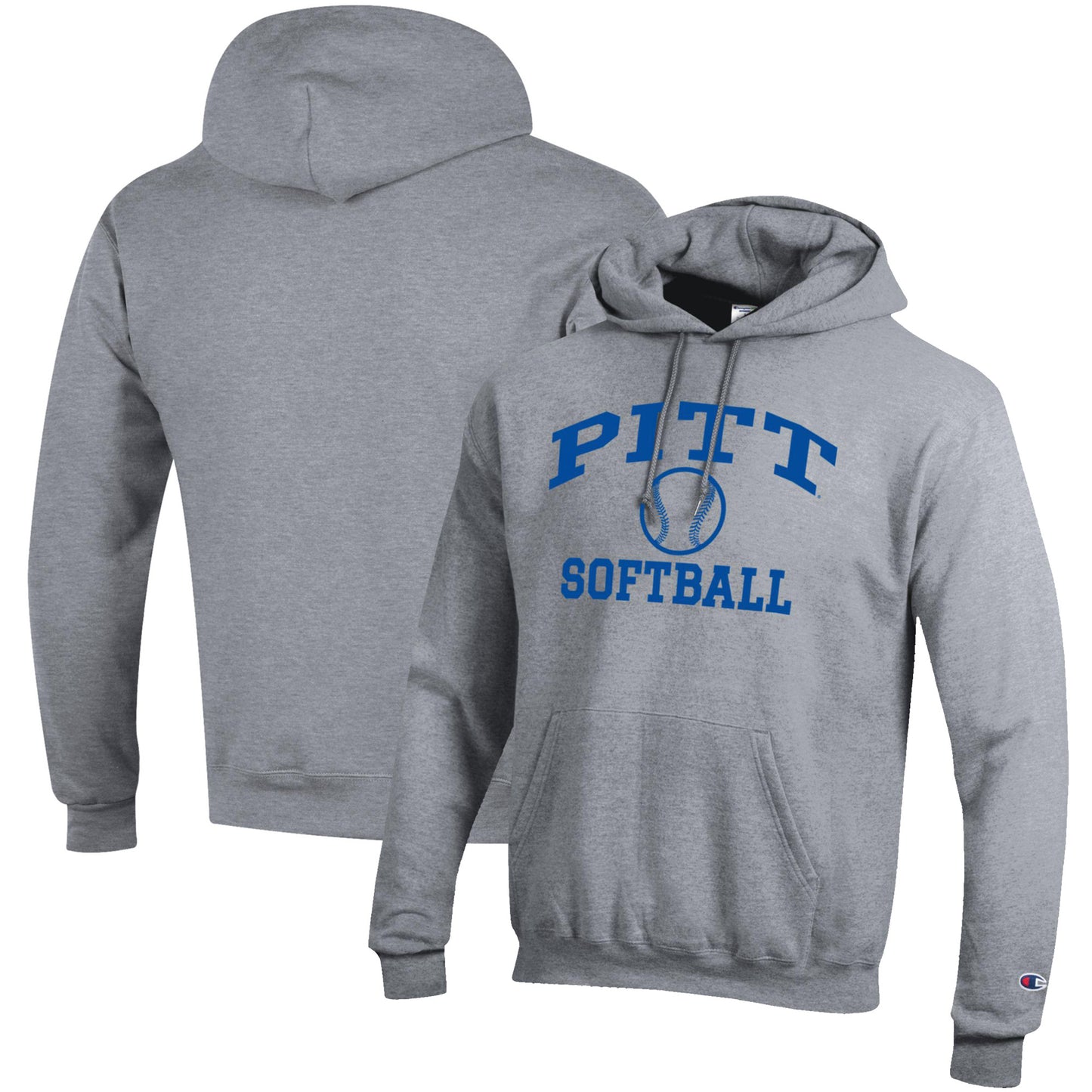 Men's Champion Gray Pitt Panthers Softball Icon Pullover Hoodie