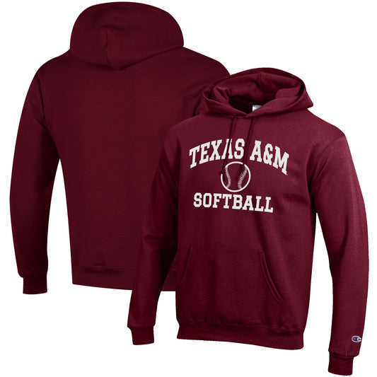 Men's Champion Maroon Texas A&M Aggies Softball Icon Pullover Hoodie