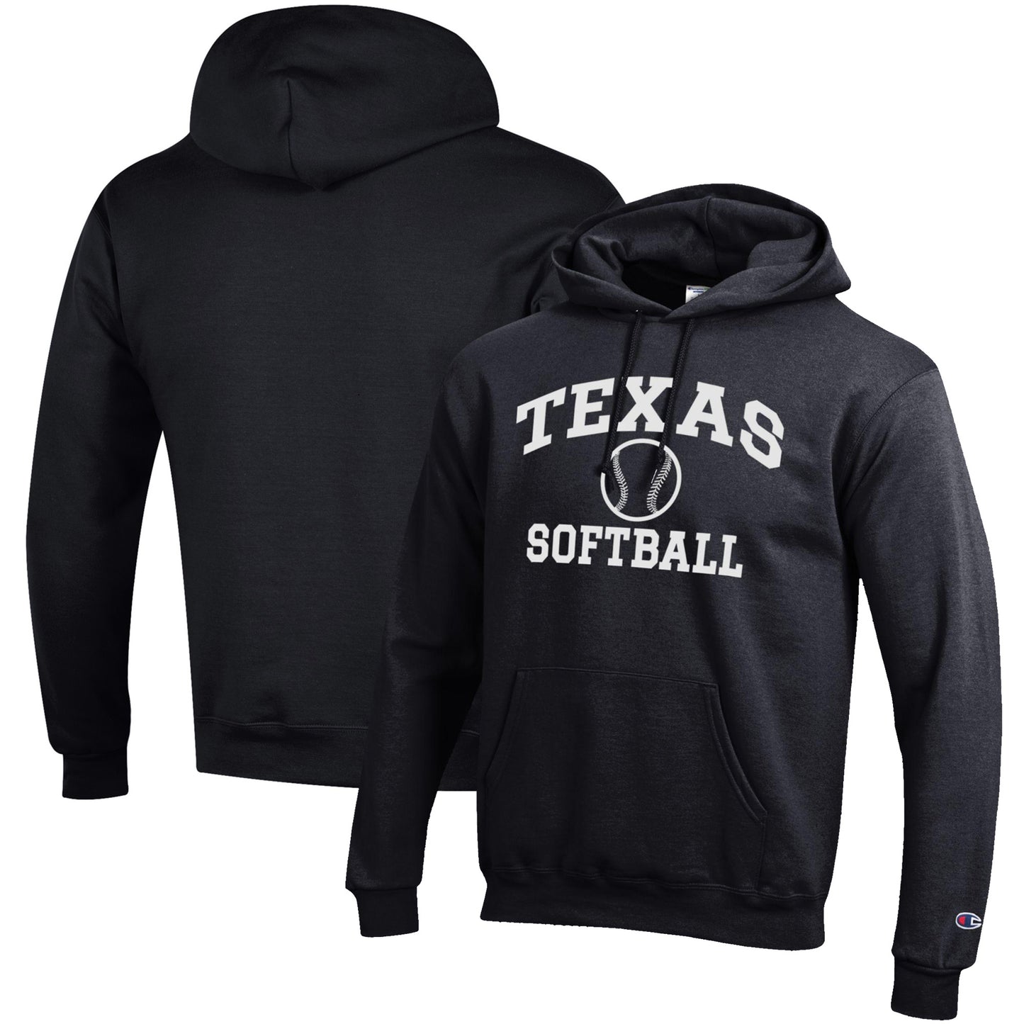 Men's Champion Black Texas Longhorns Softball Icon Pullover Hoodie