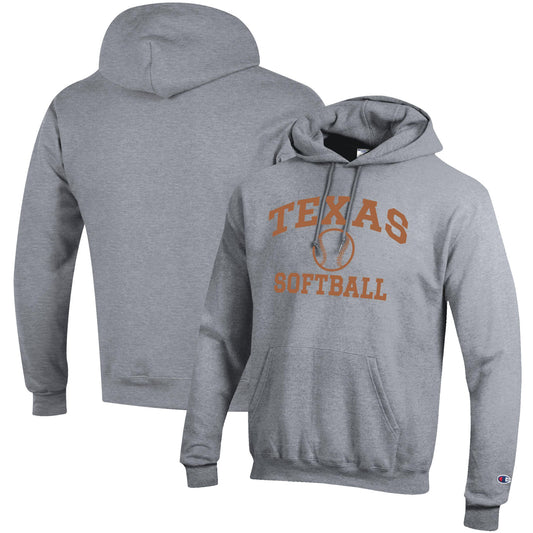 Men's Champion Gray Texas Longhorns Softball Icon Pullover Hoodie