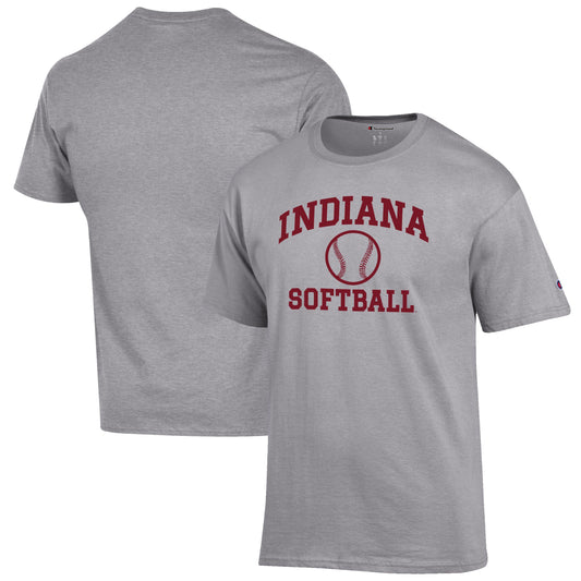 Men's Champion Gray Indiana Hoosiers Softball Icon T-Shirt