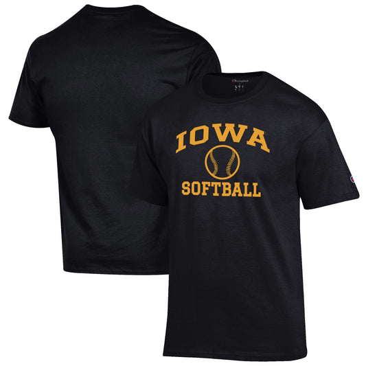 Men's Champion Black Iowa Hawkeyes Softball Icon T-Shirt