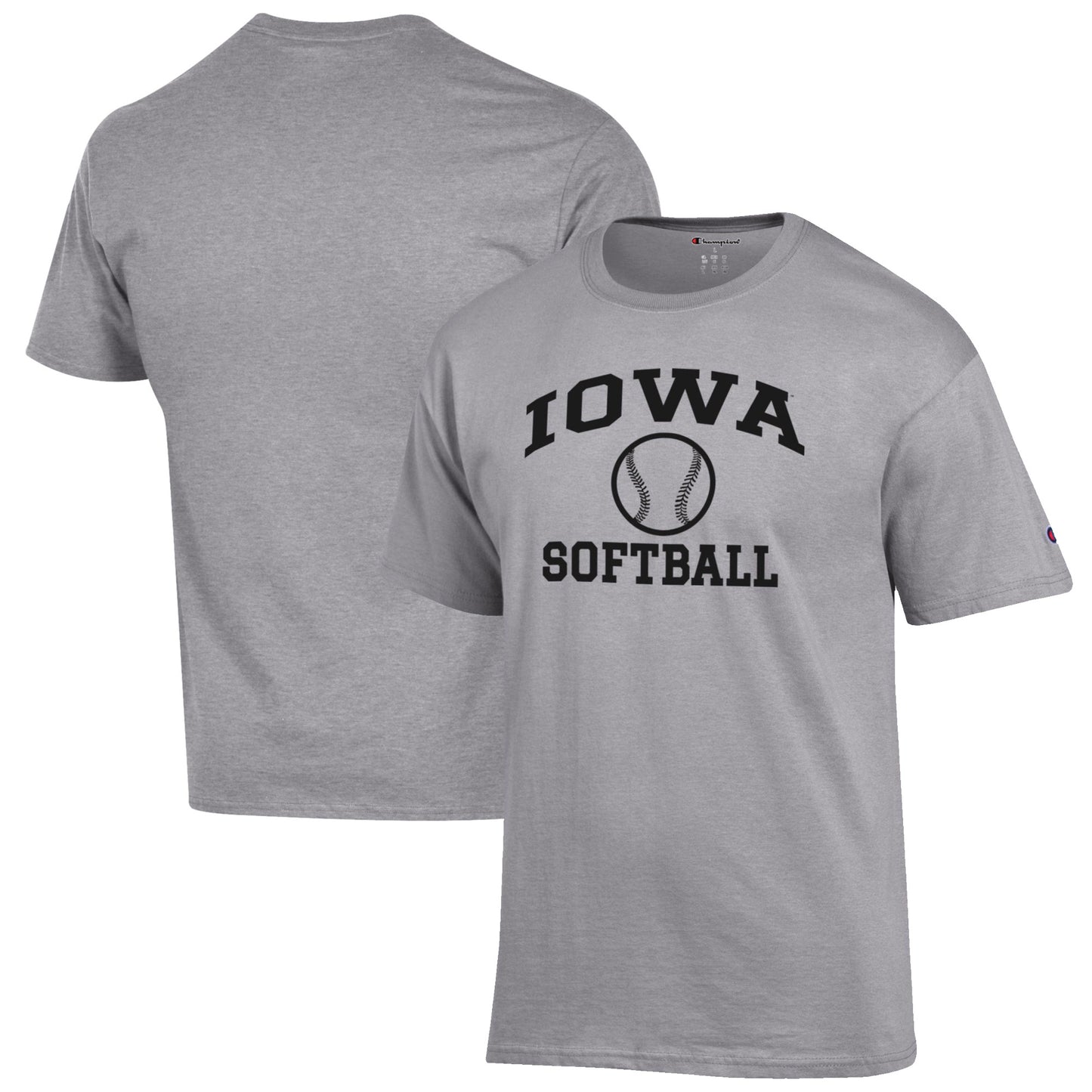 Men's Champion Gray Iowa Hawkeyes Softball Icon T-Shirt