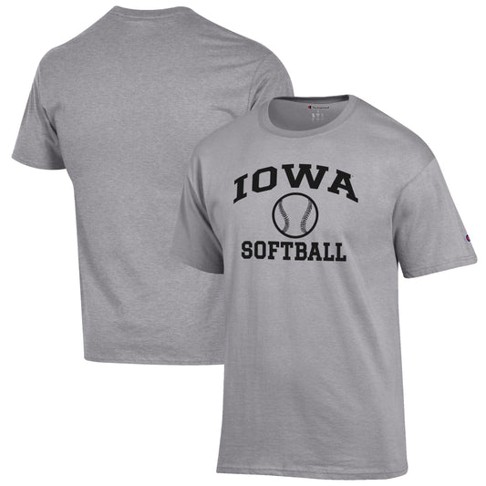 Men's Champion Gray Iowa Hawkeyes Softball Icon T-Shirt