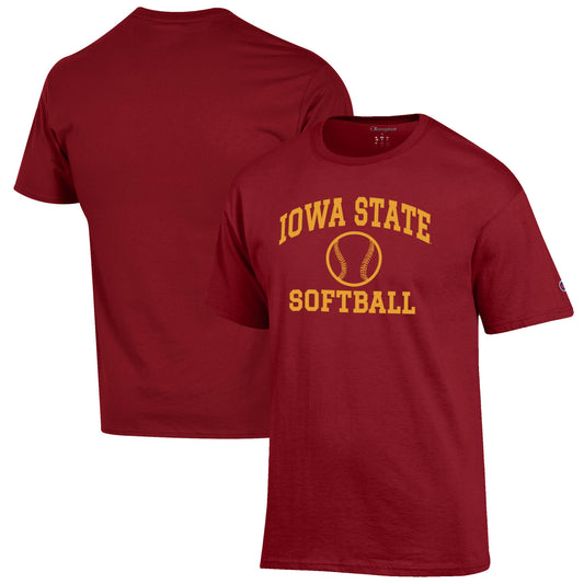 Men's Champion Cardinal Iowa State Cyclones Softball Icon T-Shirt