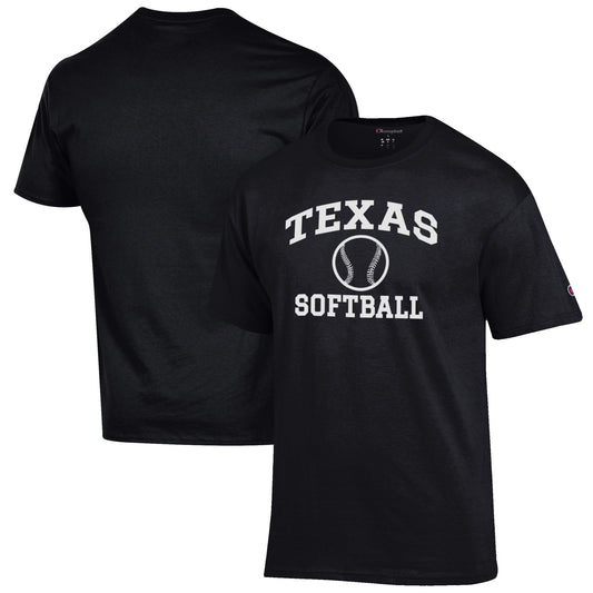 Men's Champion Black Texas Longhorns Softball Icon T-Shirt