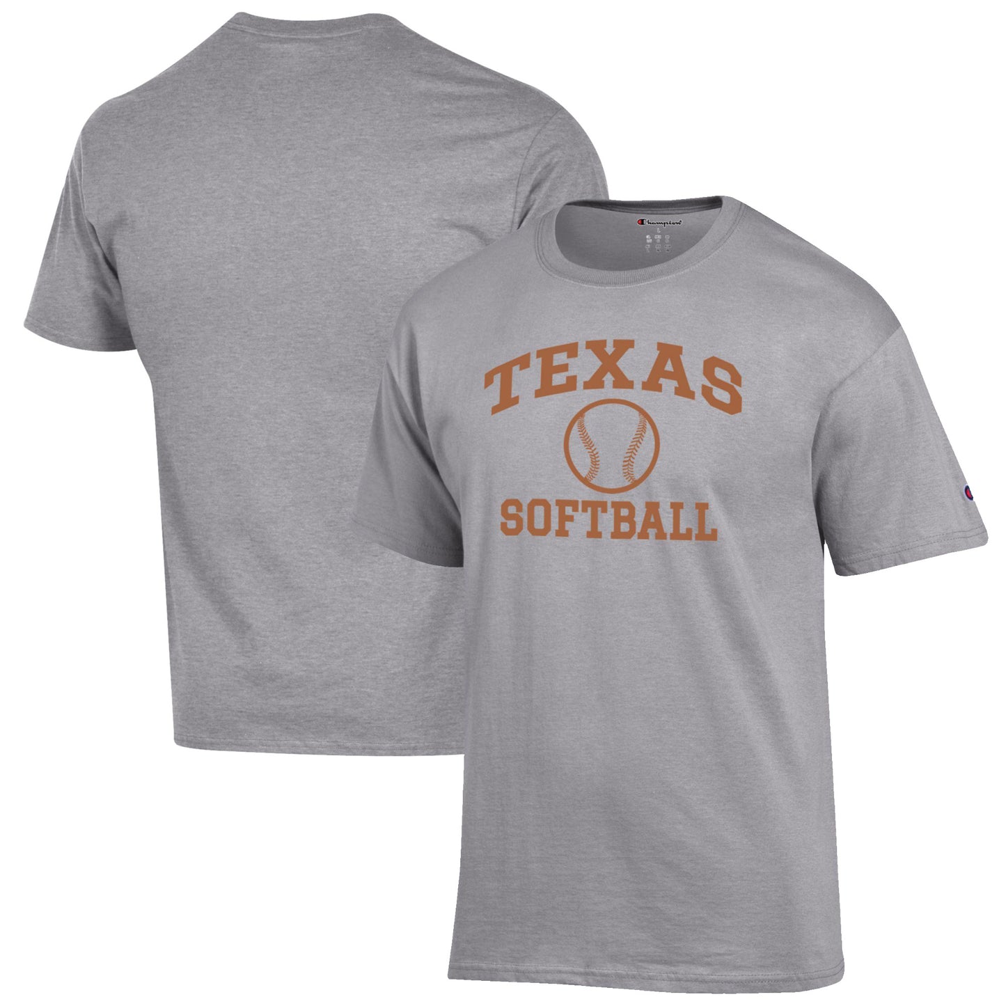 Men's Champion Gray Texas Longhorns Softball Icon T-Shirt