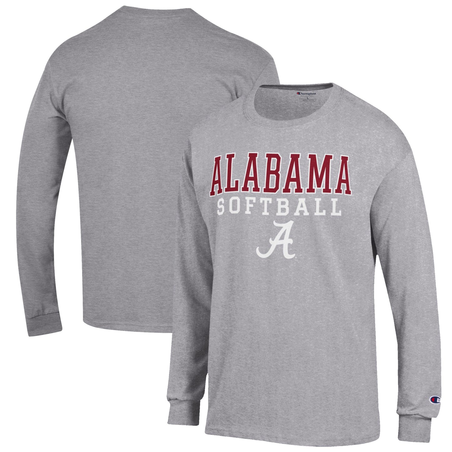 Men's Champion Gray Alabama Crimson Tide Softball Stack Long Sleeve T-Shirt