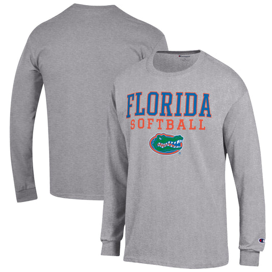 Men's Champion Gray Florida Gators Softball Stack Long Sleeve T-Shirt