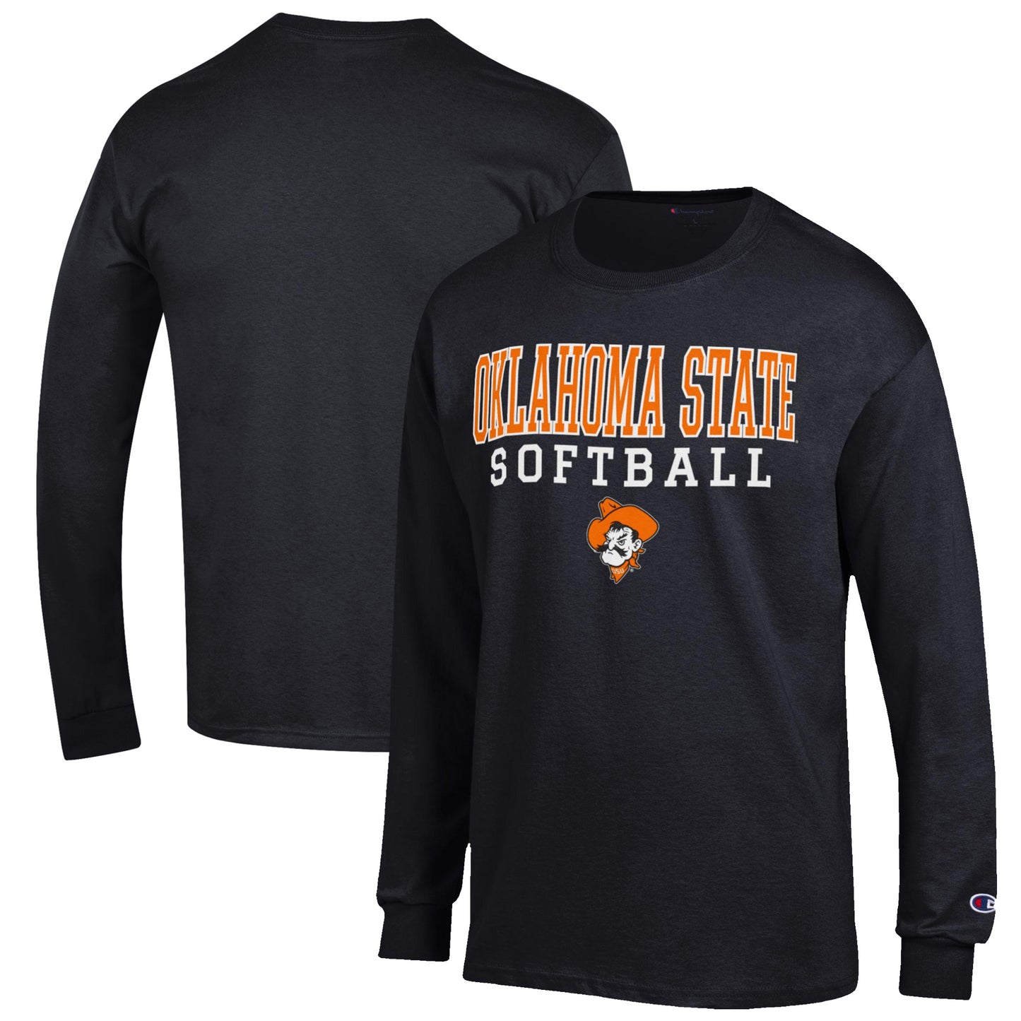 Men's Champion Black Oklahoma State Cowboys Softball Stack Long Sleeve T-Shirt