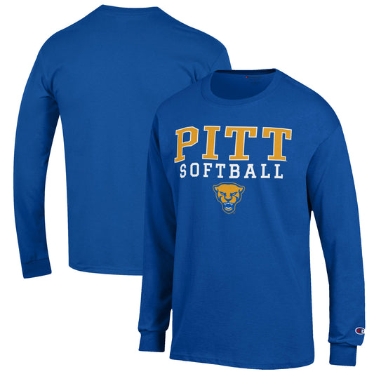 Men's Champion Royal Pitt Panthers Softball Stack Long Sleeve T-Shirt