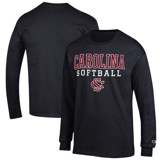 Men's Champion Black South Carolina Gamecocks Softball Stack Long Sleeve T-Shirt