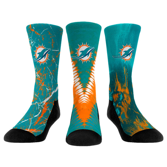 Youth Rock Em Socks Miami Dolphins 3-Pack Crew Socks Set