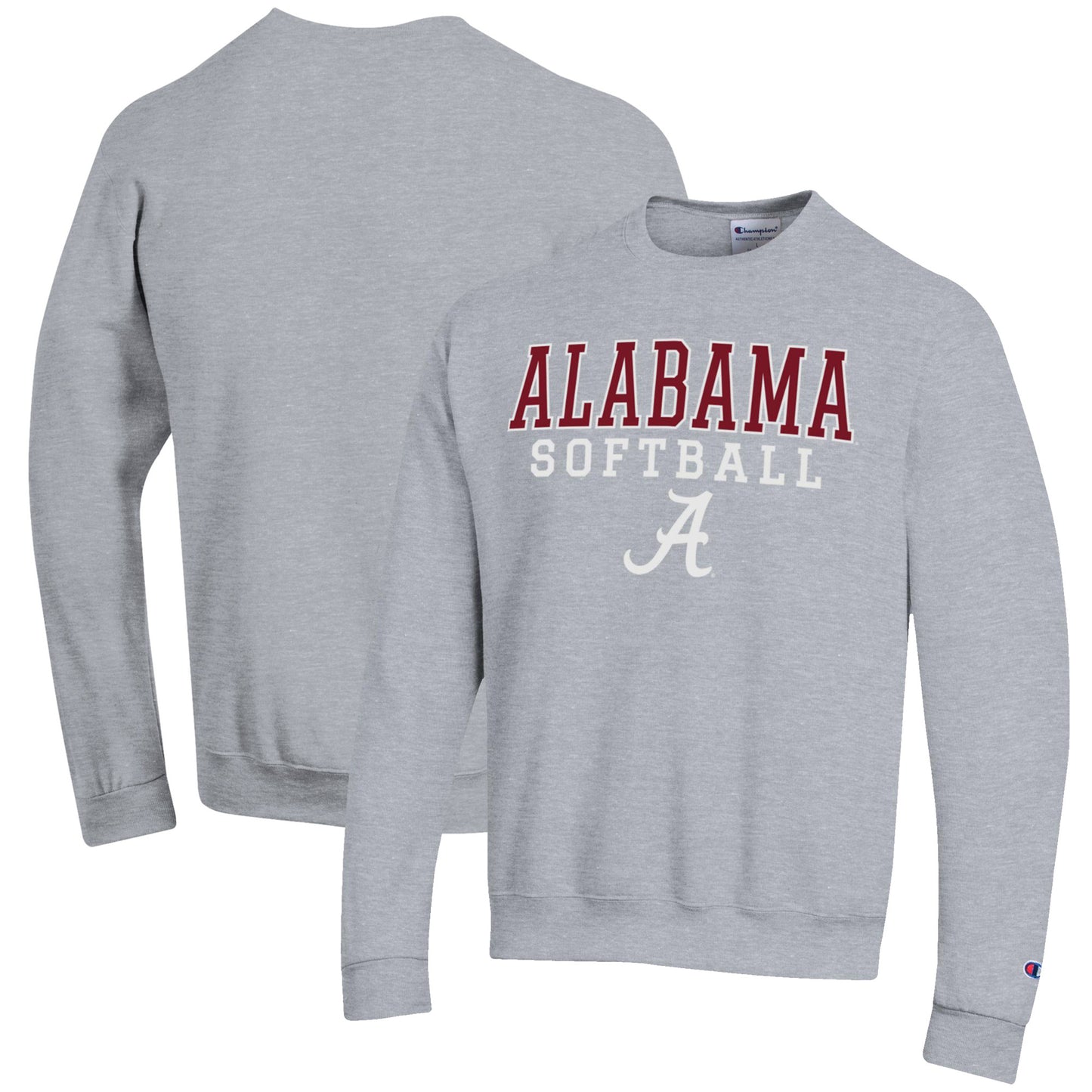 Men's Champion Gray Alabama Crimson Tide Softball Stack Pullover Crewneck Sweatshirt