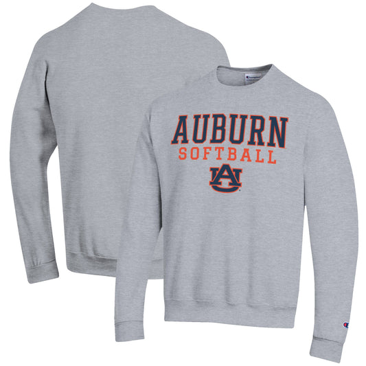 Men's Champion Gray Auburn Tigers Softball Stack Pullover Crewneck Sweatshirt