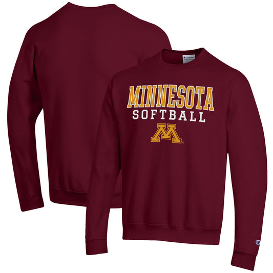 Men's Champion Maroon Minnesota Golden Gophers Softball Stack Pullover Crewneck Sweatshirt