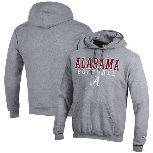 Men's Champion Gray Alabama Crimson Tide Softball Stack Pullover Hoodie