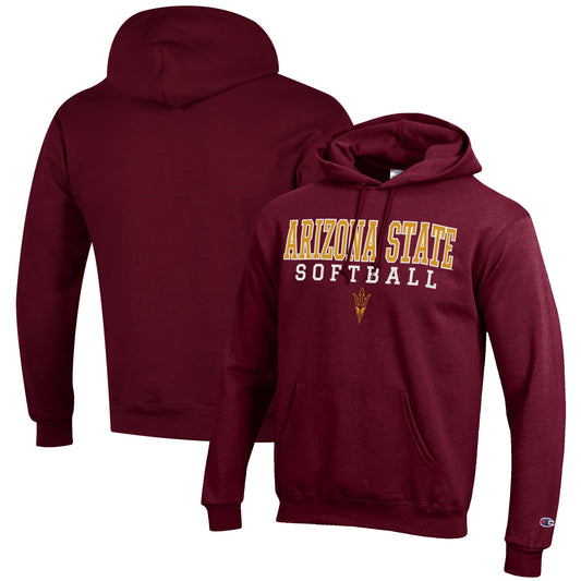 Men's Champion Maroon Arizona State Sun Devils Softball Stack Pullover Hoodie