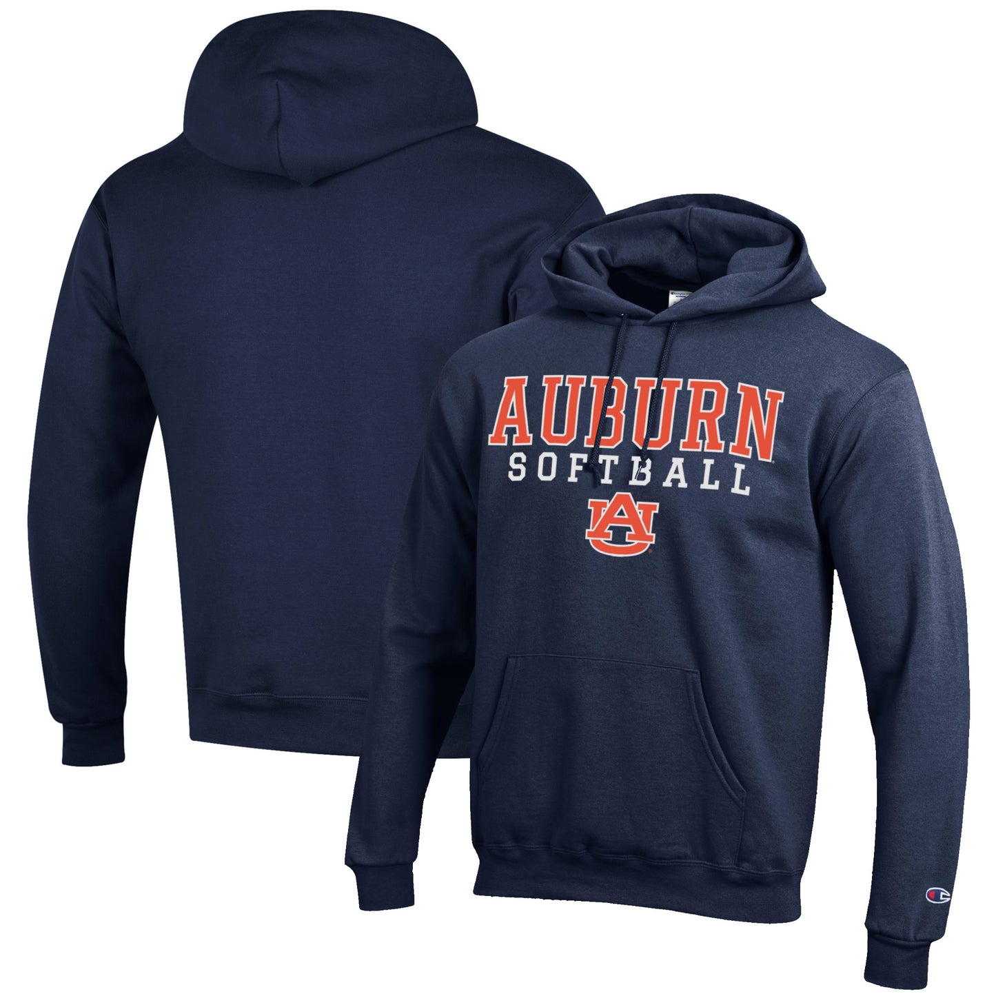 Men's Champion Navy Auburn Tigers Softball Stack Pullover Hoodie