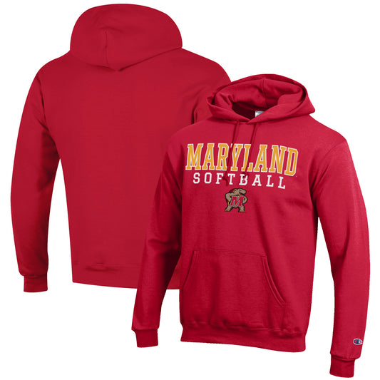 Men's Champion Red Maryland Terrapins Softball Stack Pullover Hoodie