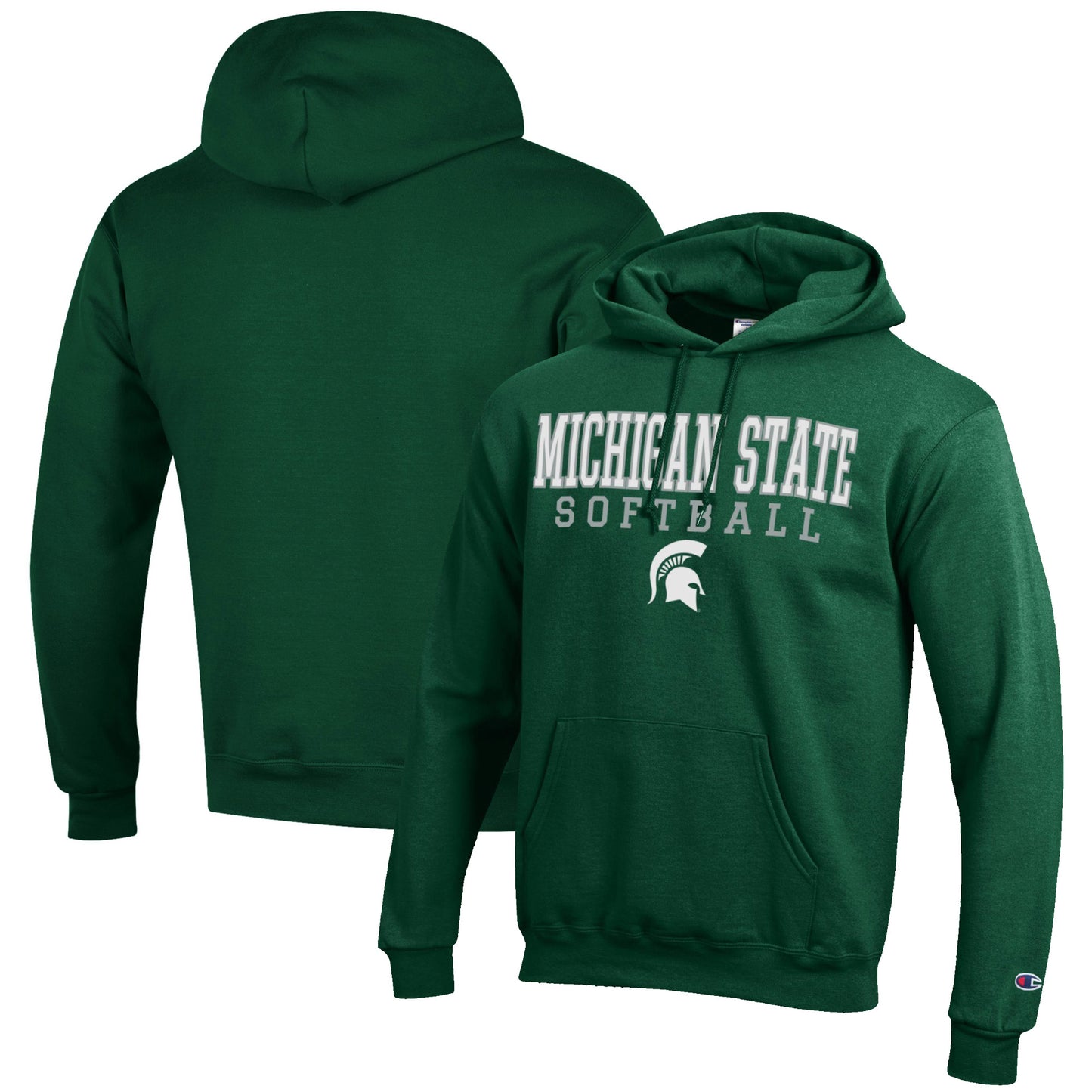 Men's Champion Green Michigan State Spartans Softball Stack Pullover Hoodie