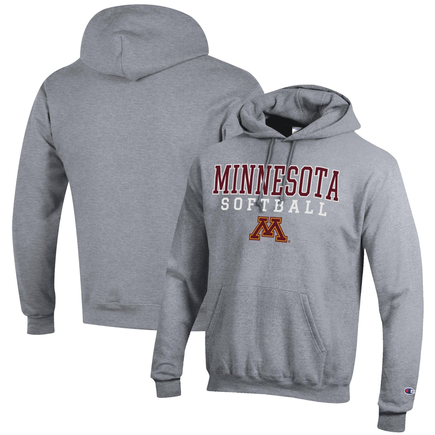 Men's Champion Gray Minnesota Golden Gophers Softball Stack Pullover Hoodie