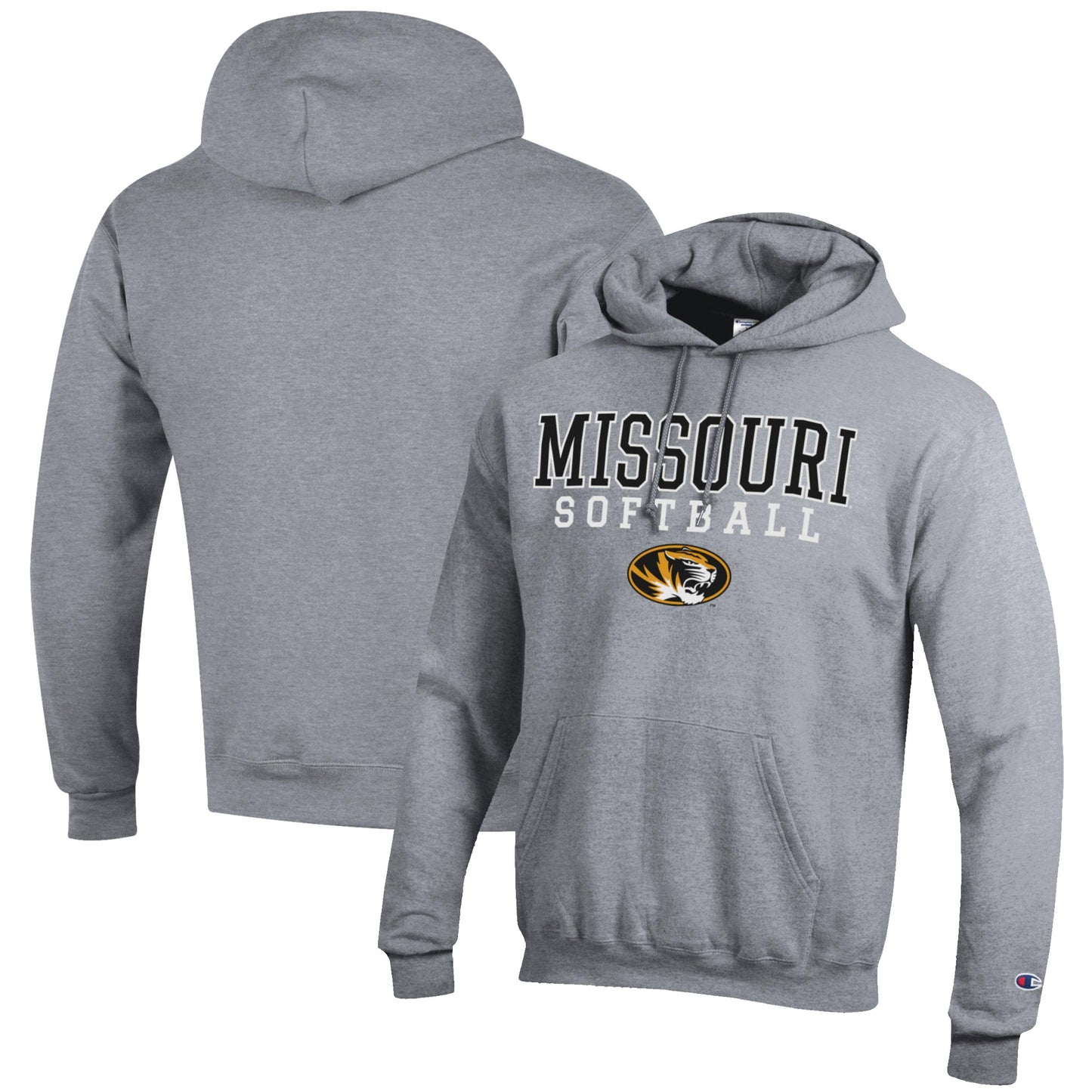 Men's Champion Gray Missouri Tigers Softball Stack Pullover Hoodie