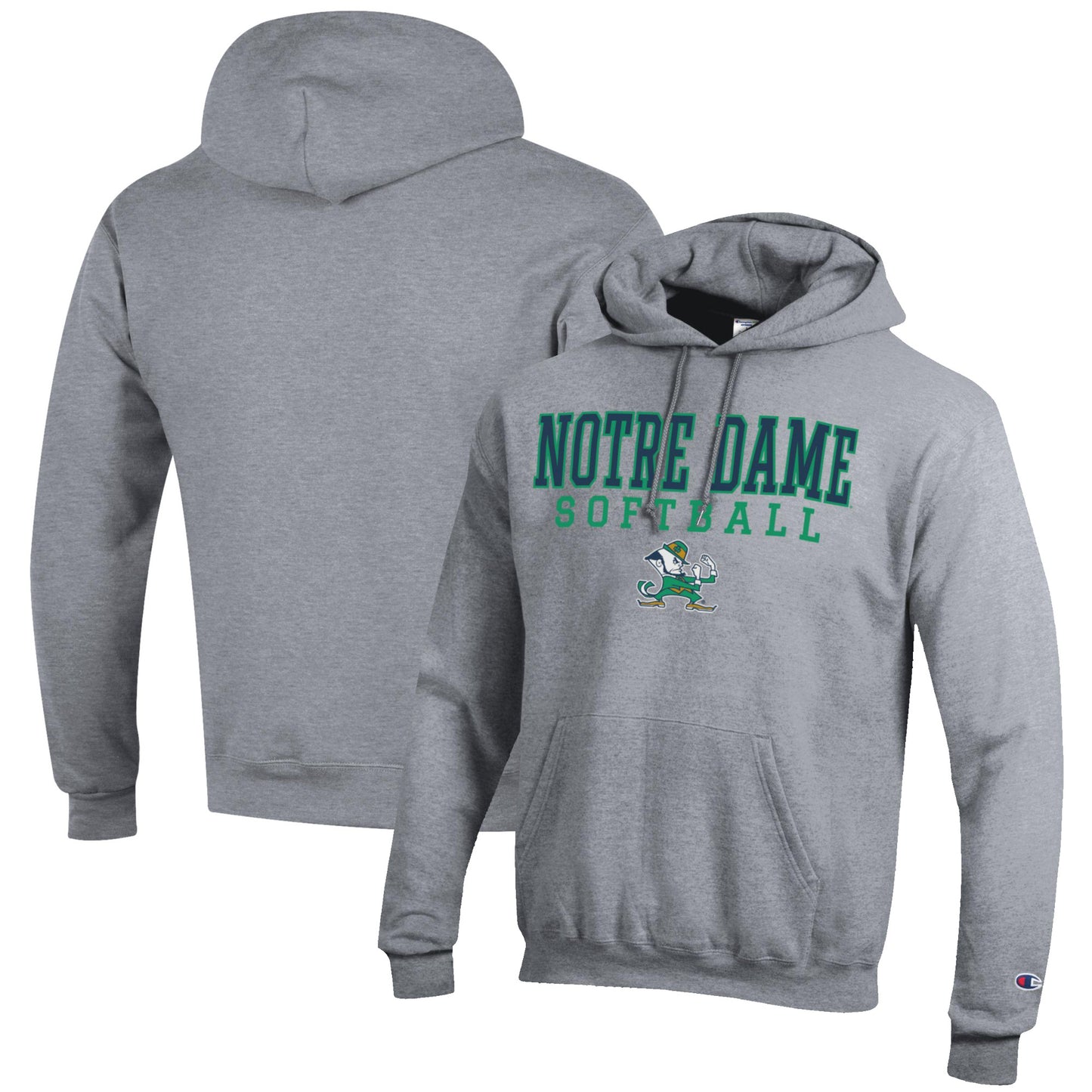 Men's Champion Gray Notre Dame Fighting Irish Softball Stack Pullover Hoodie