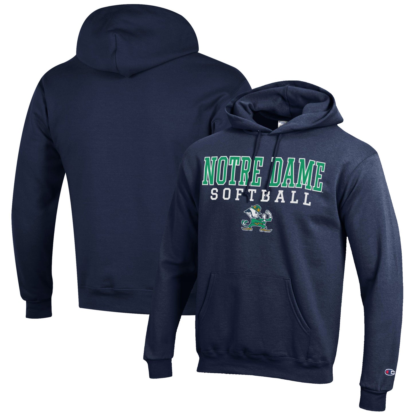 Men's Champion Navy Notre Dame Fighting Irish Softball Stack Pullover Hoodie