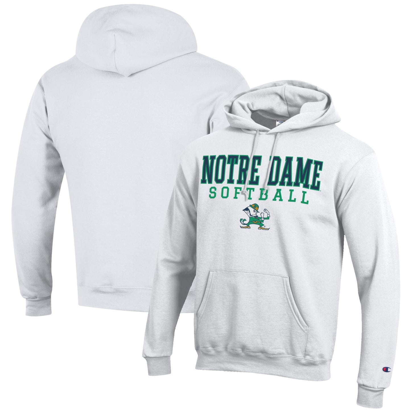 Men's Champion White Notre Dame Fighting Irish Softball Stack Pullover Hoodie