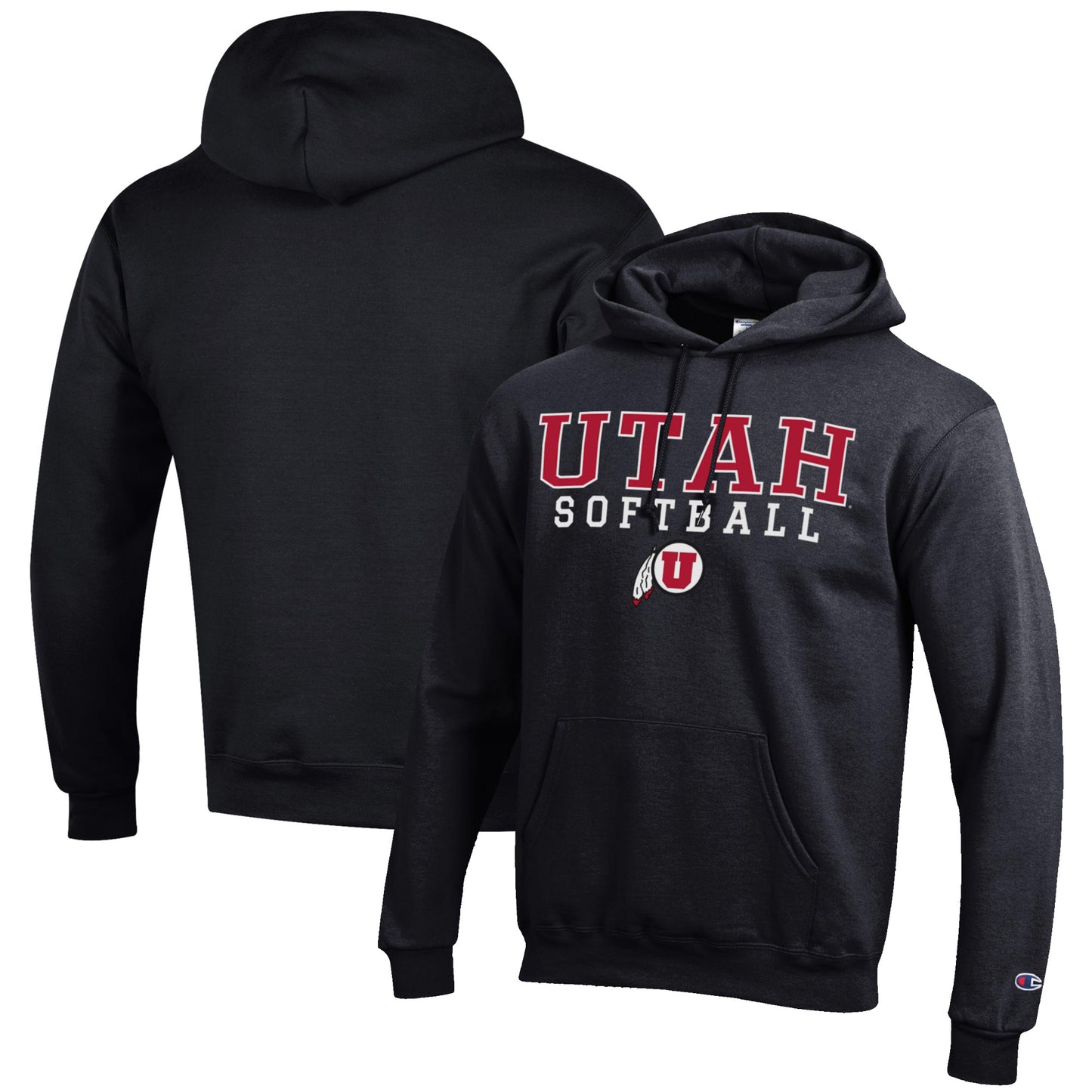 Men's Champion Black Utah Utes Softball Stack Pullover Hoodie