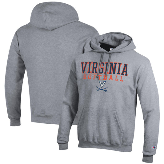 Men's Champion Gray Virginia Cavaliers Softball Stack Pullover Hoodie