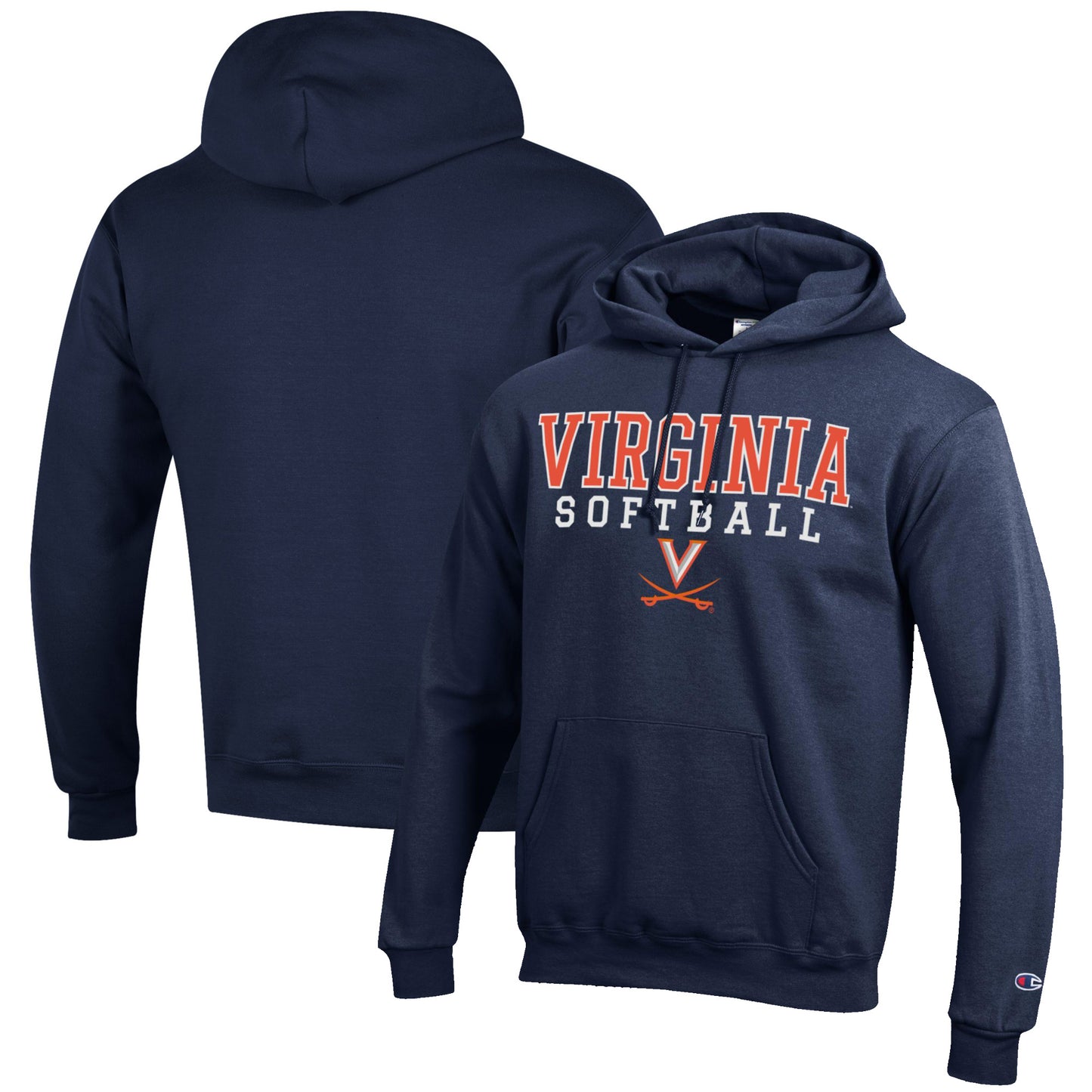Men's Champion Navy Virginia Cavaliers Softball Stack Pullover Hoodie
