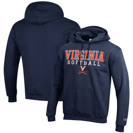 Men's Champion Navy Virginia Cavaliers Softball Stack Pullover Hoodie