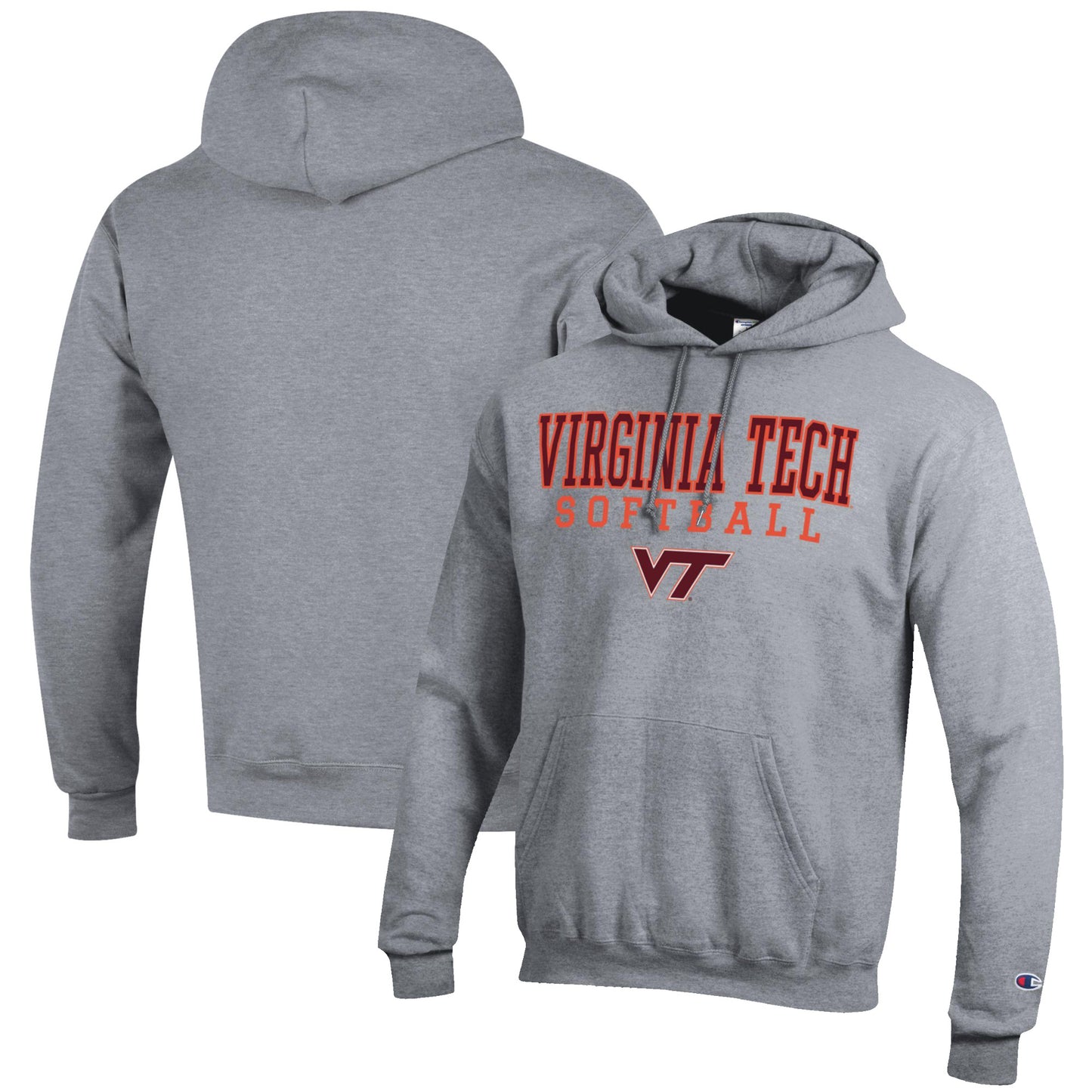 Men's Champion Gray Virginia Tech Hokies Softball Stack Pullover Hoodie