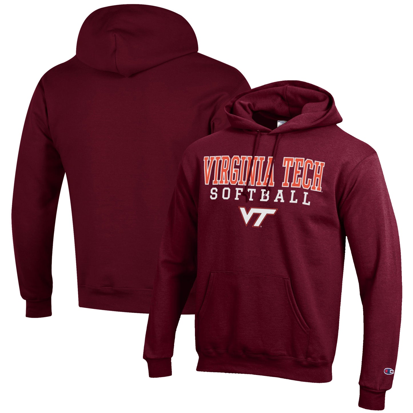 Men's Champion Maroon Virginia Tech Hokies Softball Stack Pullover Hoodie