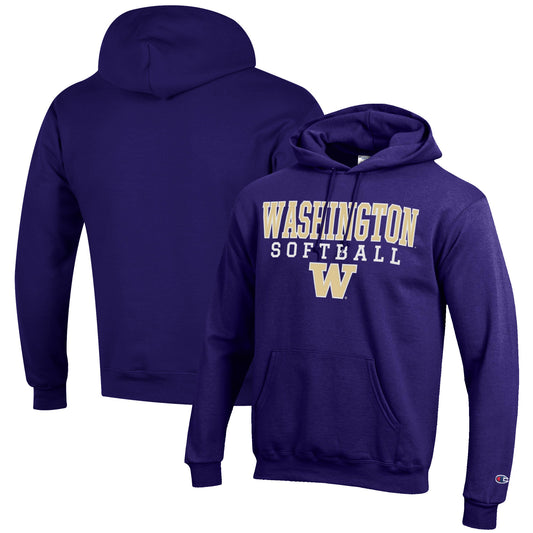 Men's Champion Purple Washington Huskies Softball Stack Pullover Hoodie