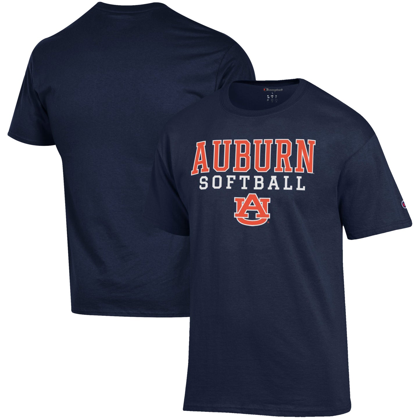 Men's Champion Navy Auburn Tigers Softball Stack T-Shirt