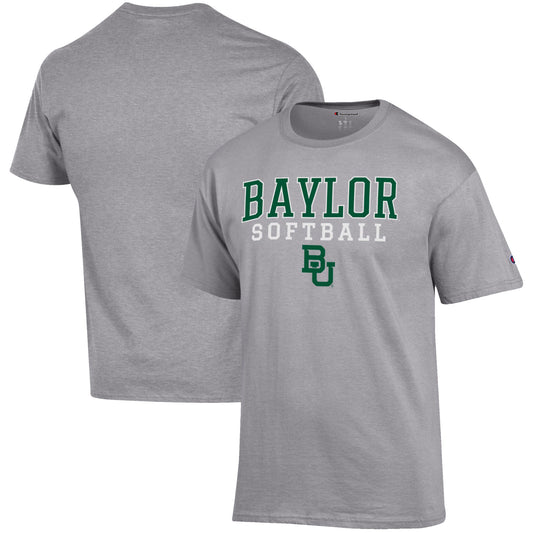 Men's Champion Gray Baylor Bears Softball Stack T-Shirt